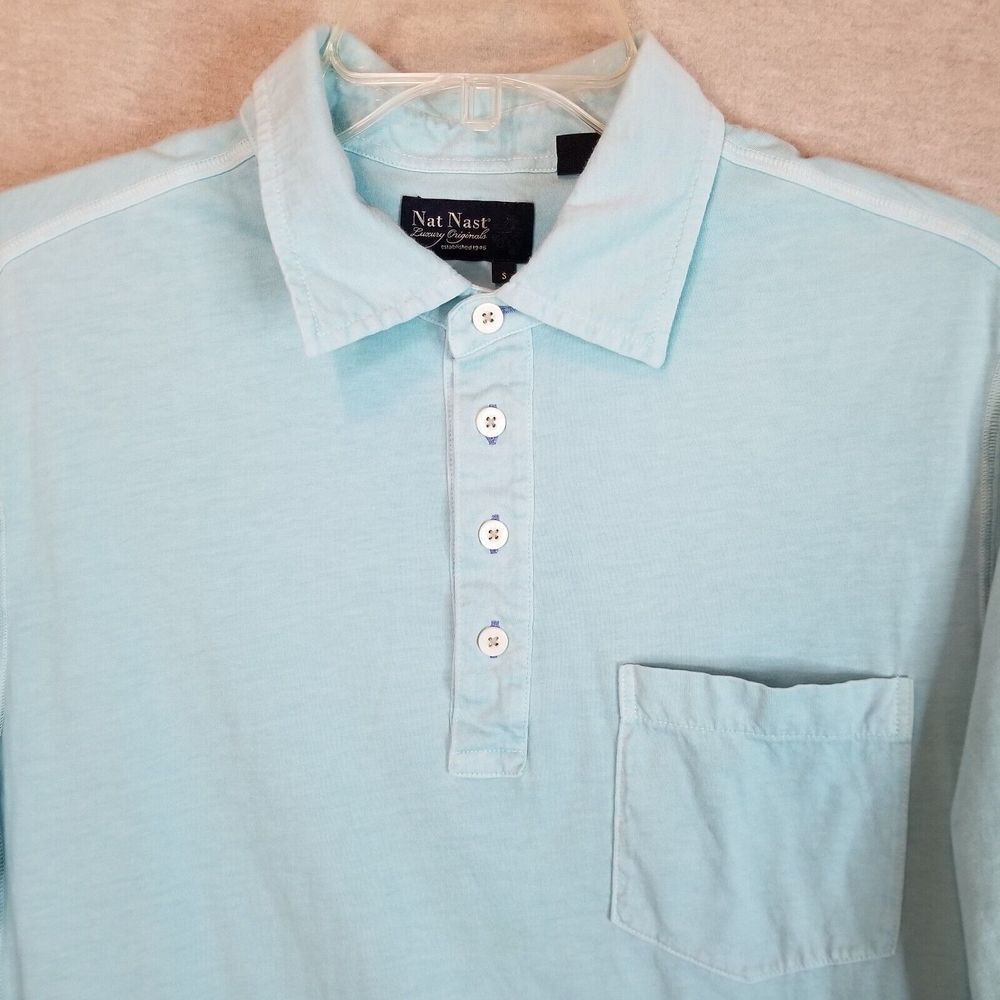 Nat Nast Polo Shirt‎ Adult Small Light Blue Luxury Originals Short Sleeve Mens